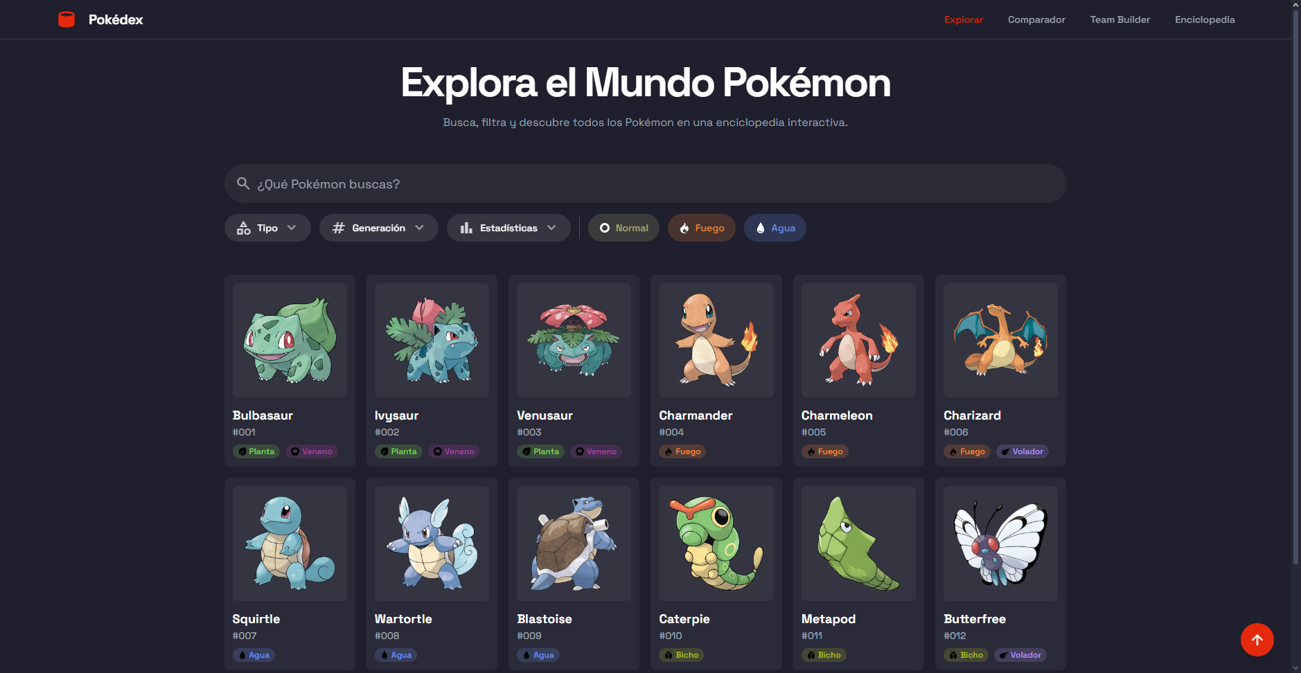 Pokédex - Explorador Interactivo de Pokémon